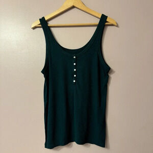Aerie No BS Henley Button Tank Dark Teal Women Size XL